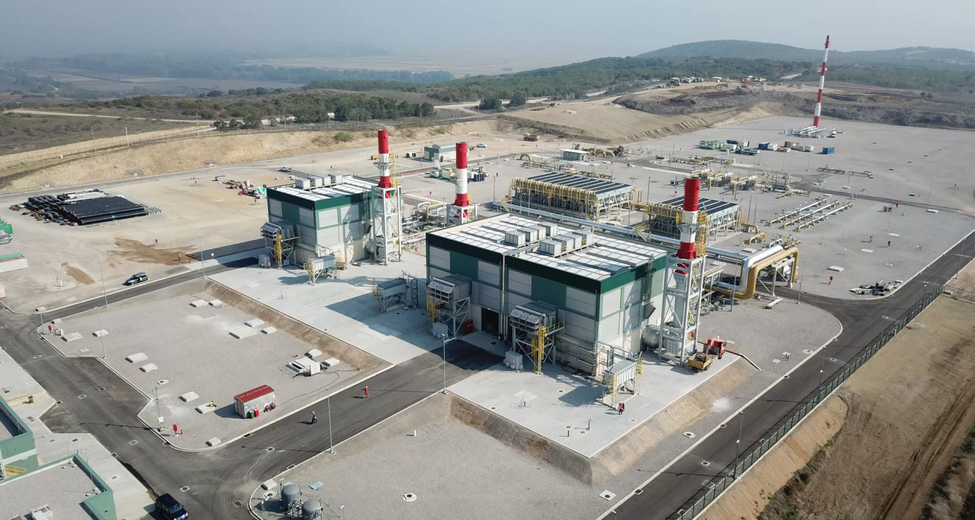 Vista aerea della stazione di compressione di Kipoi, Grecia, ottobre 2019